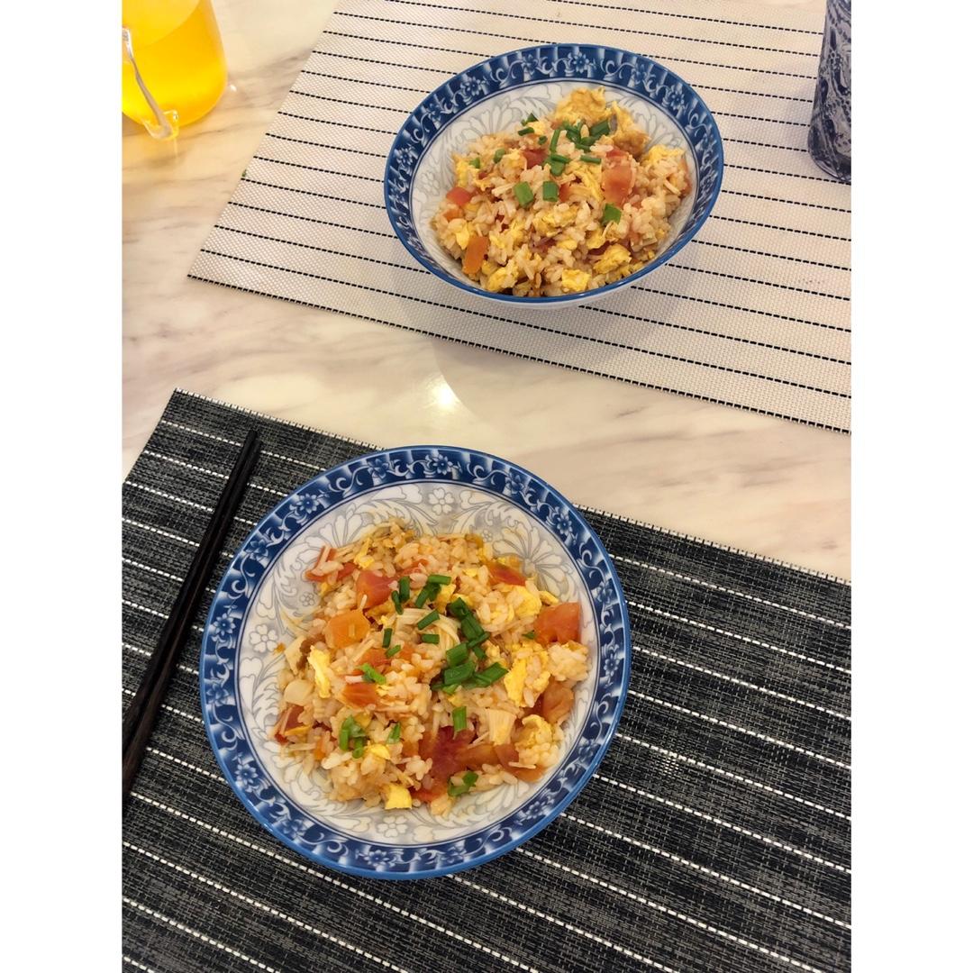番茄鸡蛋金针菇烫饭