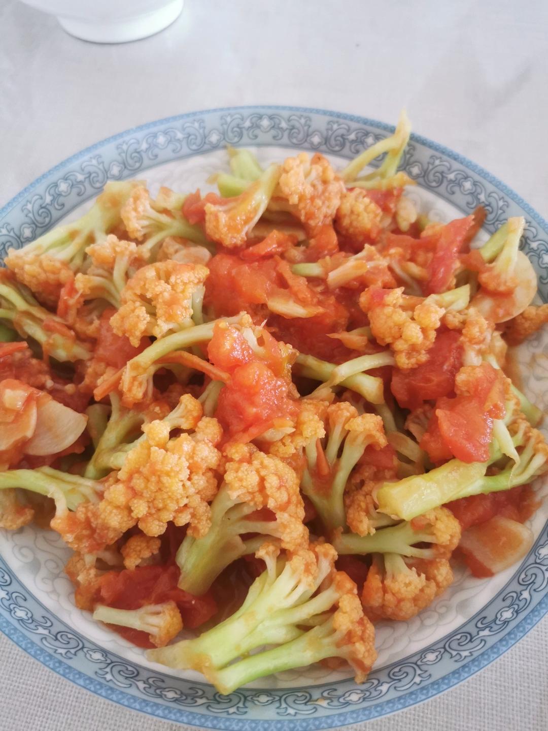 西红柿炒菜花（夏季开胃菜）