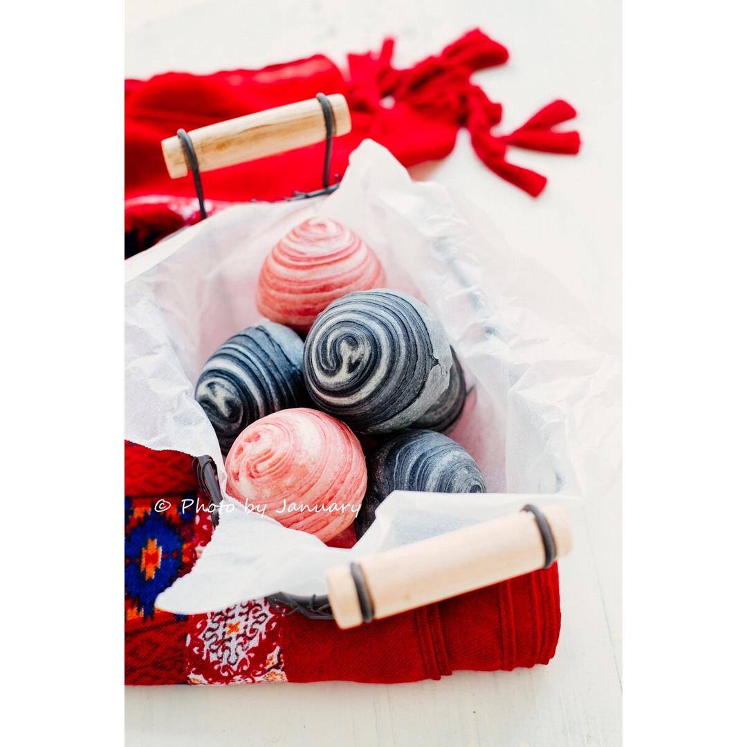 蛋黄酥~紫薯、抹茶、原味~花好月圆，中秋快乐~内附一次做六色蛋黄酥方法~