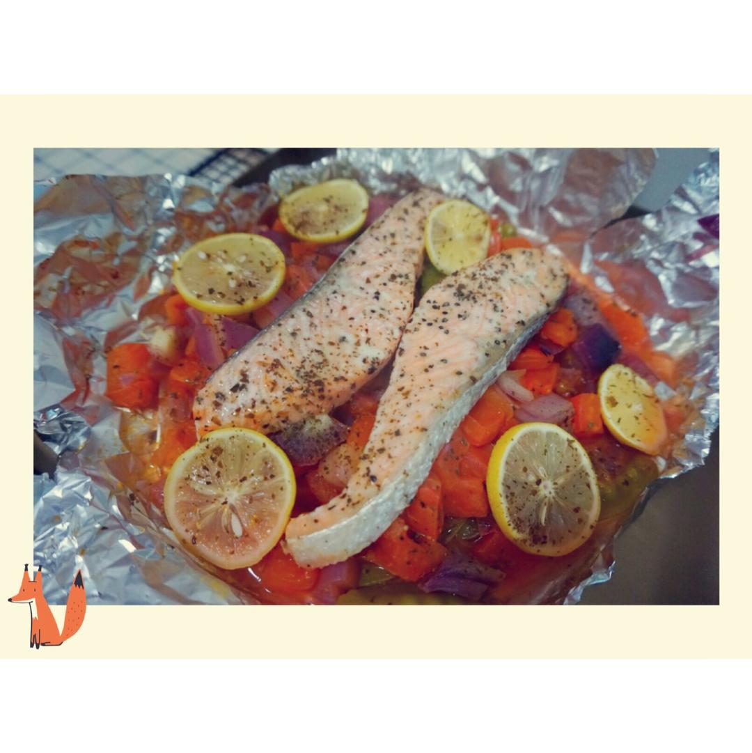 锡纸烤三文鱼  （Salmon Baked in Foil）