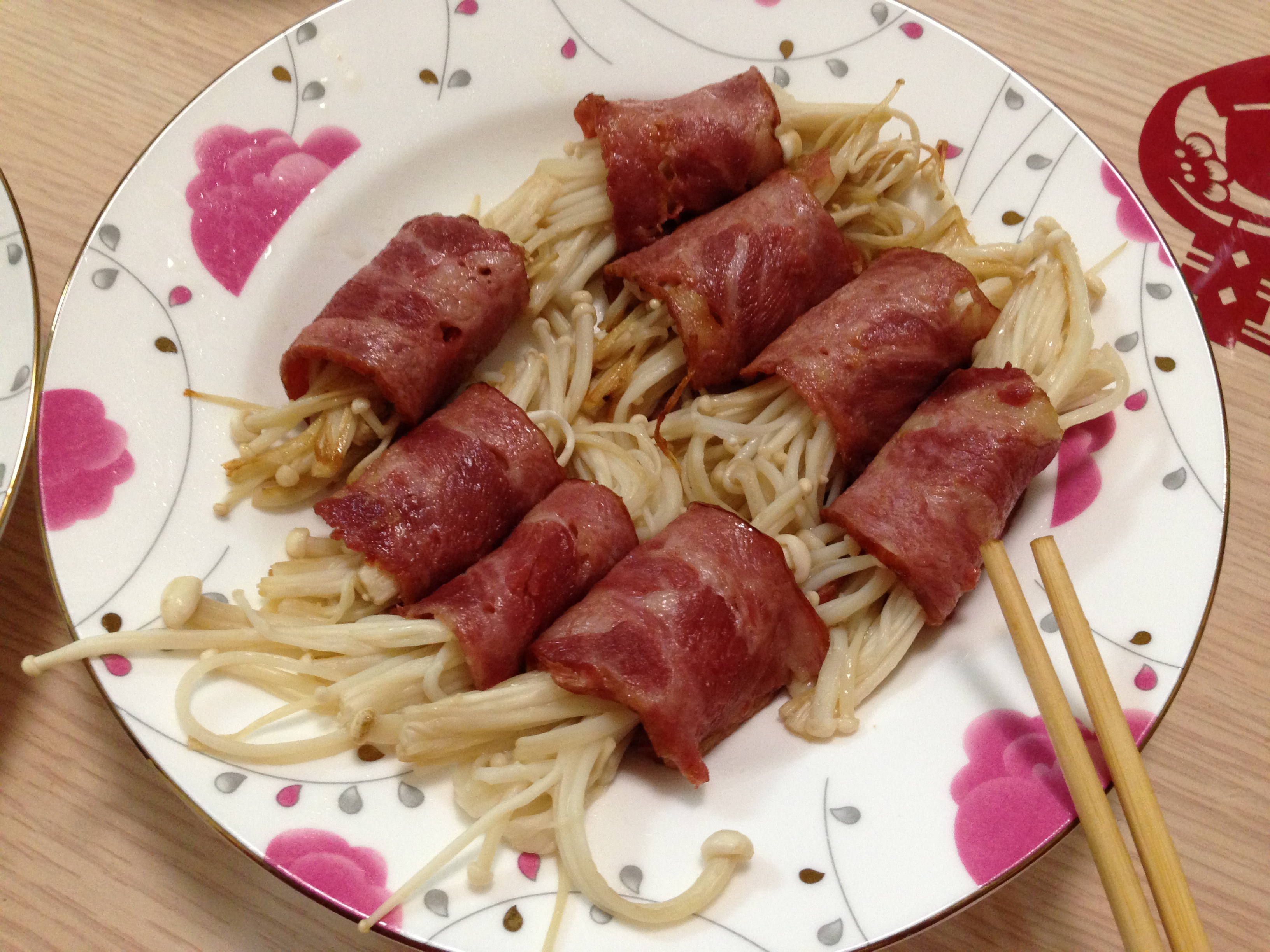 香煎培根金针菇卷