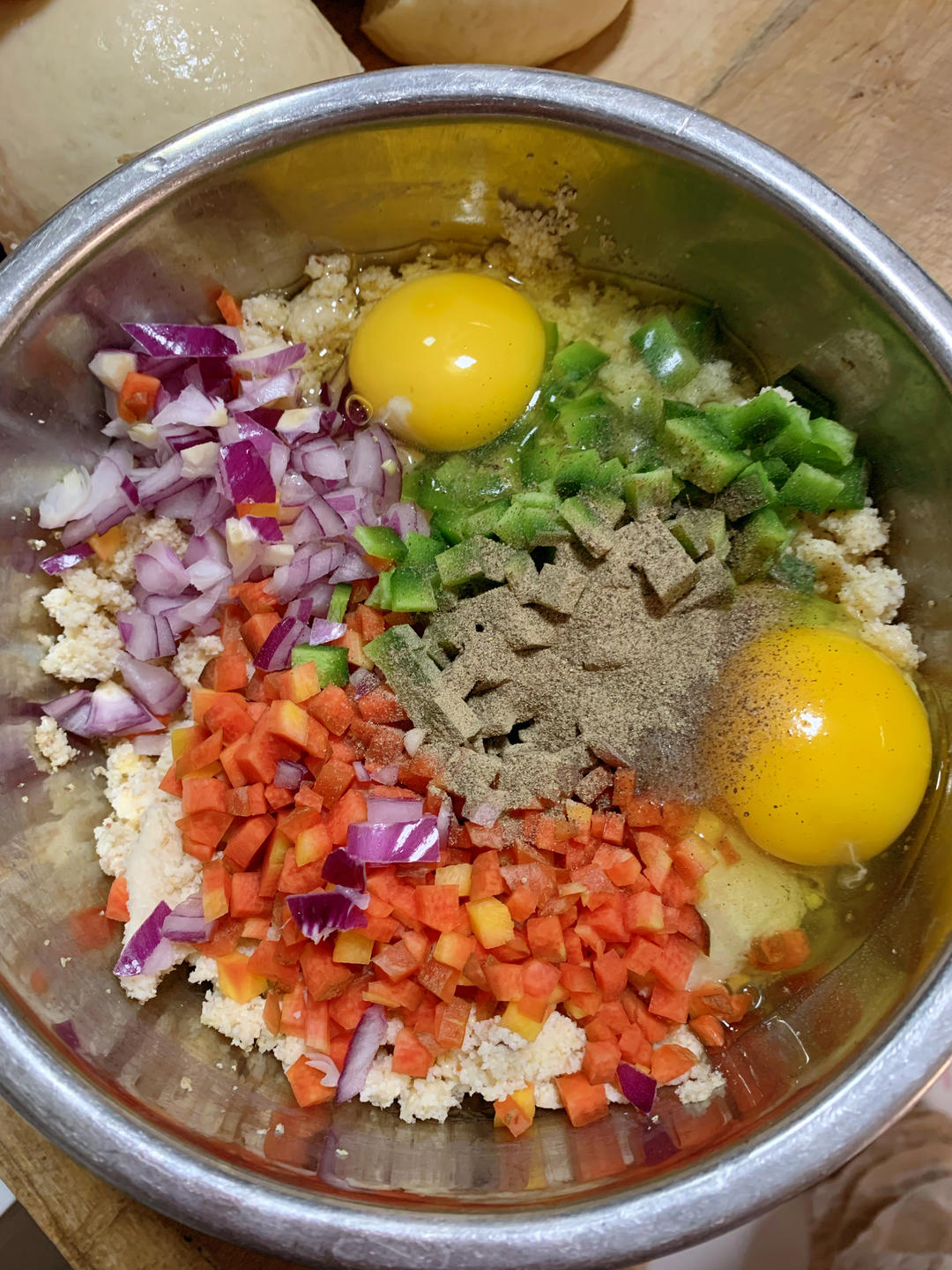 蔬菜豆渣饼🍳中式低卡营养轻食的做法 步骤3