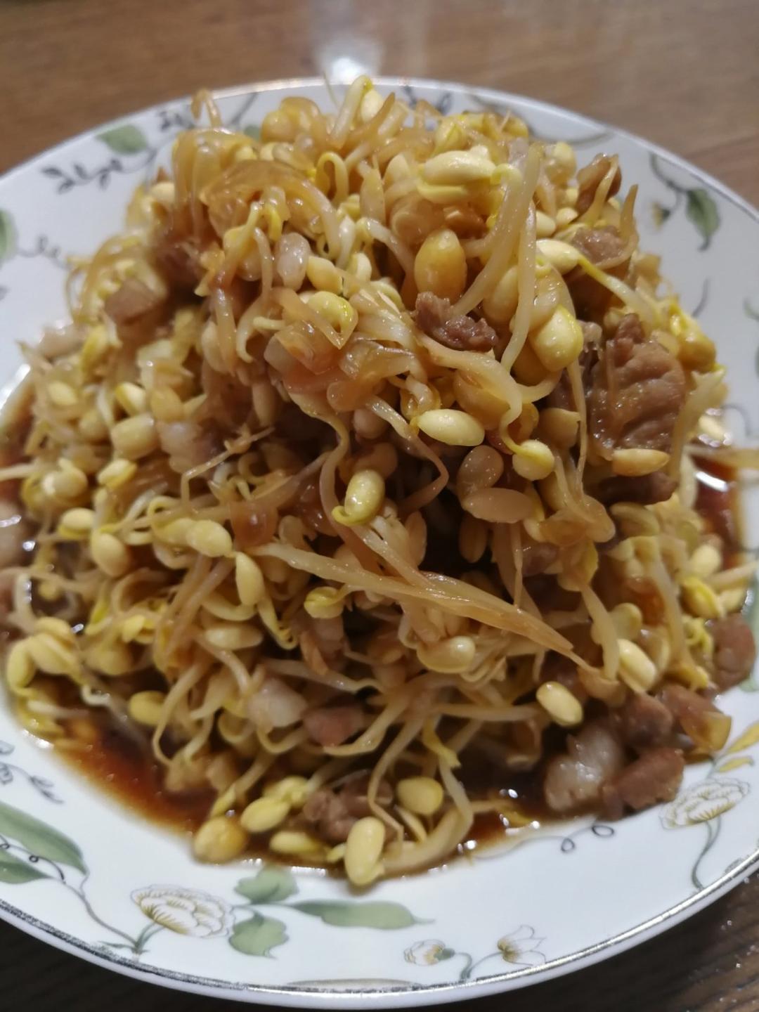 dongdong-13做的肉炒黄豆芽