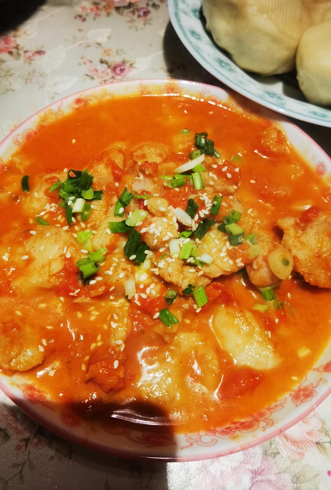 番茄鱼巴沙鱼（也可以用番茄龙利鱼），番茄酱汁超浓郁，营养又下饭！