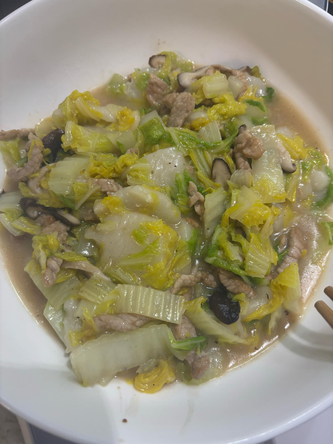 黄芽菜肉丝炒年糕