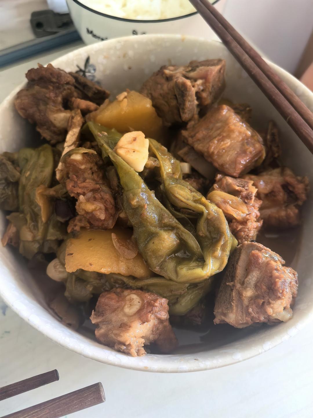 硬菜代表--排骨炖豆角土豆（豆角焖面胚子）