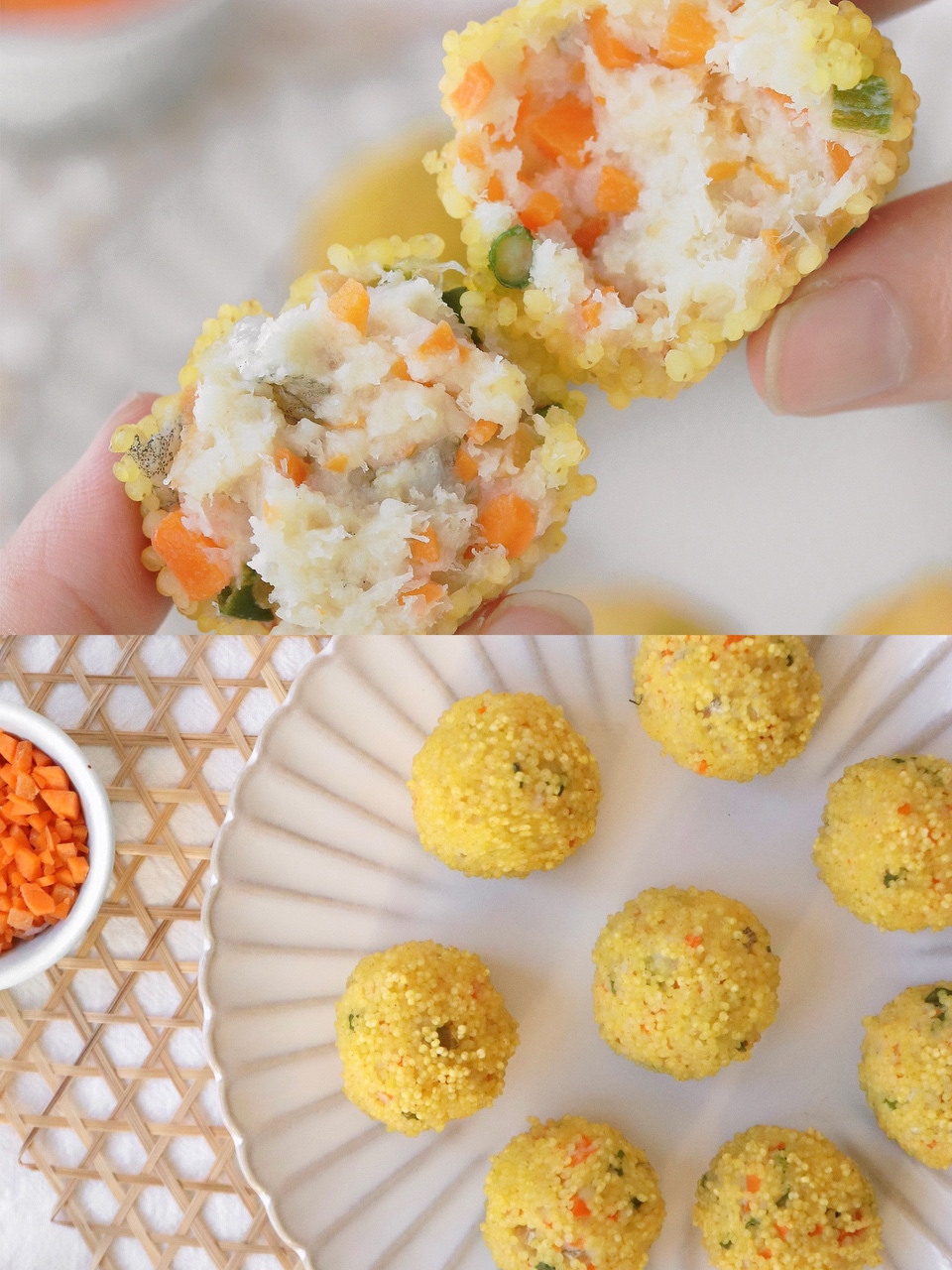 超简单营养辅食👧🏻宝宝最爱吃的小米鳕鱼丸🐟的做法