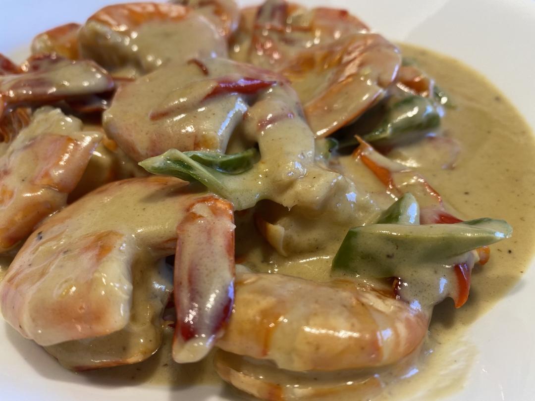 舔嘴 湿奶油老虎虾