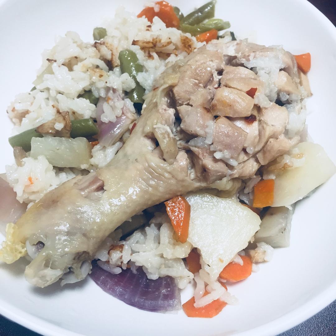 一整只鸡腿的电饭锅焖饭
