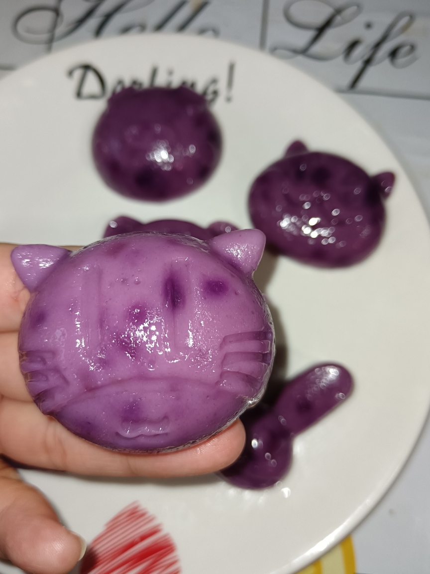 自制奶香紫薯蒸糕的做法