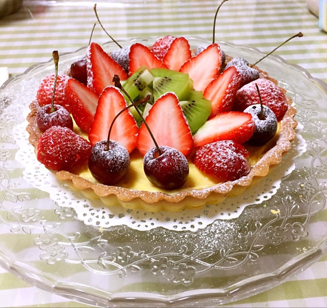 塔 水果塔 午后绿茶1226做的水果塔 赞 薄力粉,果冻,水果塔饼底:,奶油