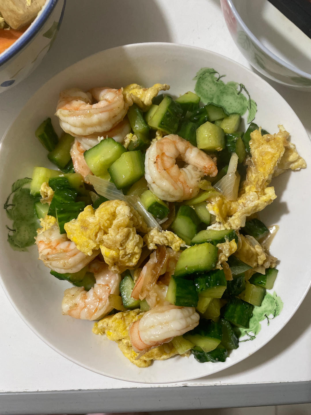 黄瓜鸡蛋炒虾仁