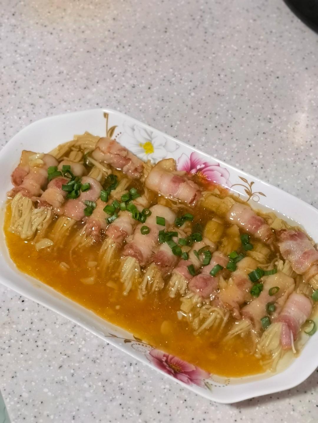 味道超赞 超下饭的金针菇培根卷