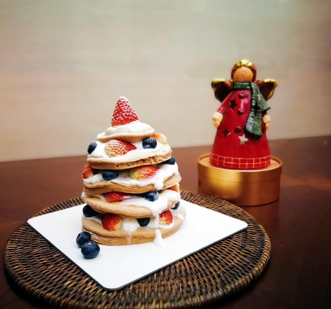 ‼️无需烤箱🌟好吃不胖的圣诞松饼蛋糕🎄