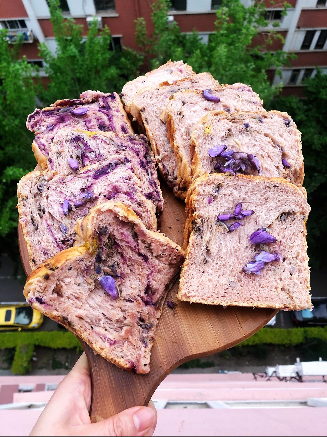 春季美物-高颜值的紫藤紫薯大理石吐司-波兰种