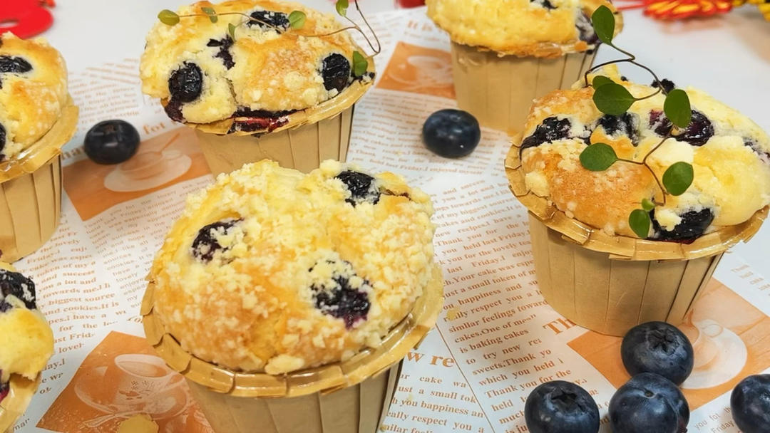 奶酥蓝莓麦芬💕烘培小白零失败完美复刻星爸爸家同款