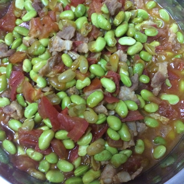 肉末番茄烧毛豆