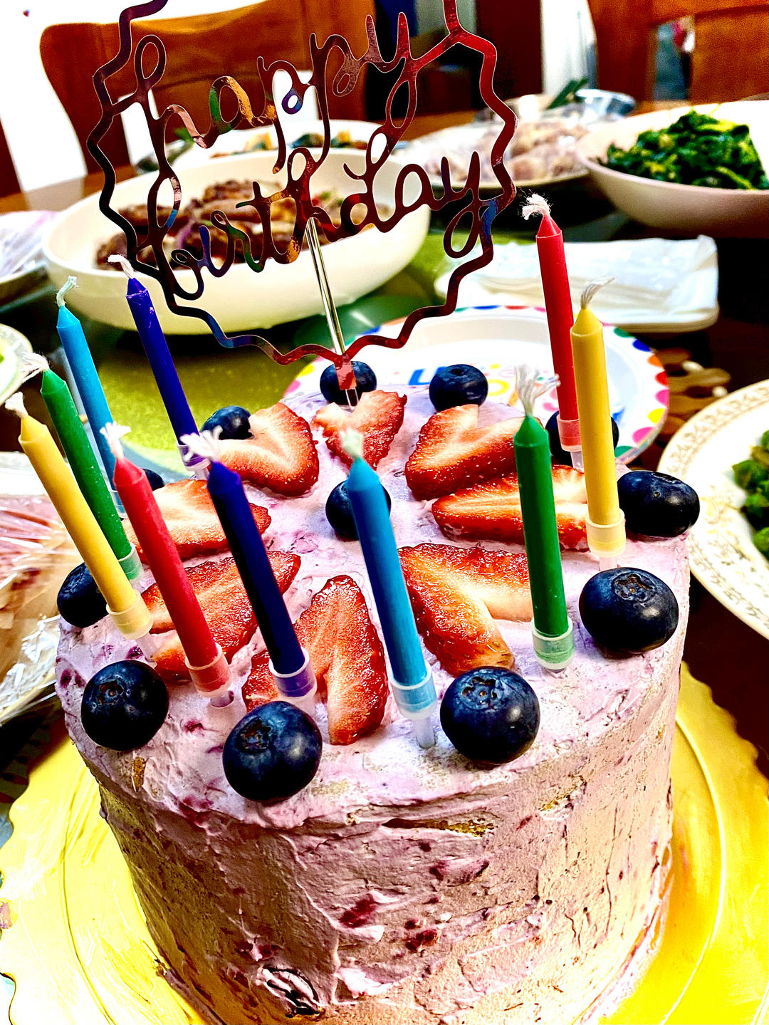 蓝莓奶油蛋糕 生日蛋糕 果酱夹馅（戚风胚版 少糖 无色素）