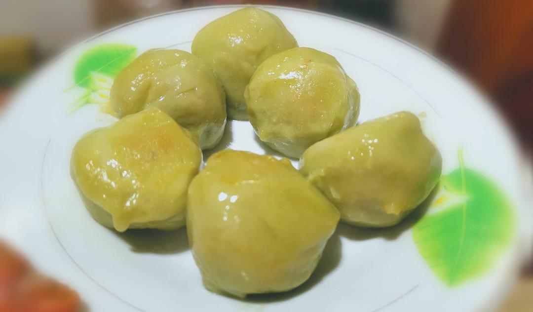 抹茶版咸蛋黄肉松青团