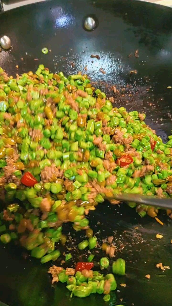 空心菜梗炒酸豇豆肉沫（主打就是下饭）