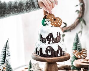 圣诞棉花糖奶油霜滴落树桩蛋糕的做法 步骤19