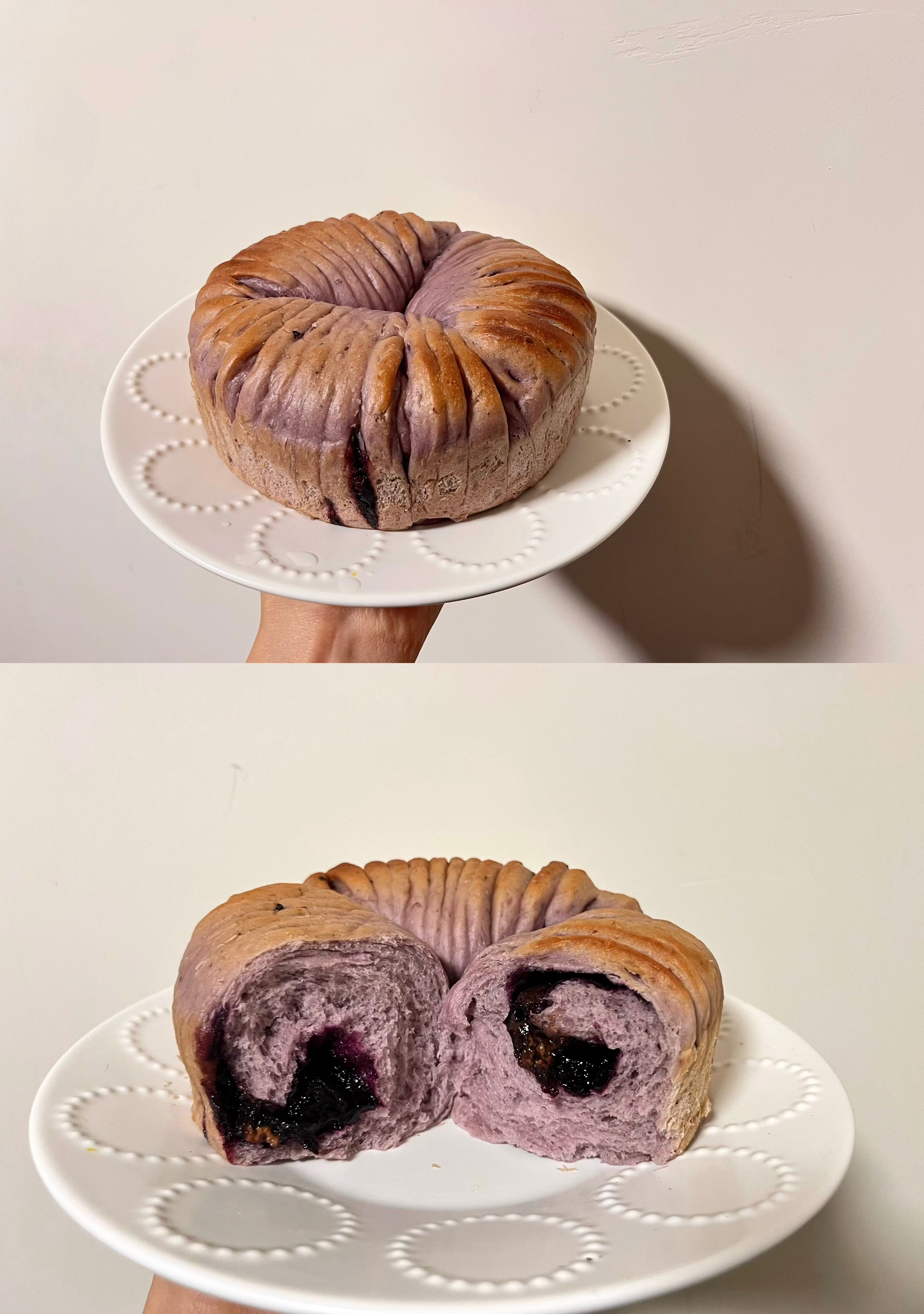 蓝莓酸奶毛线球面包（6寸）的做法