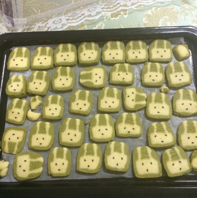 抹茶兔兔曲奇（比熊猫简单！超详细实物图+超良心手绘图）