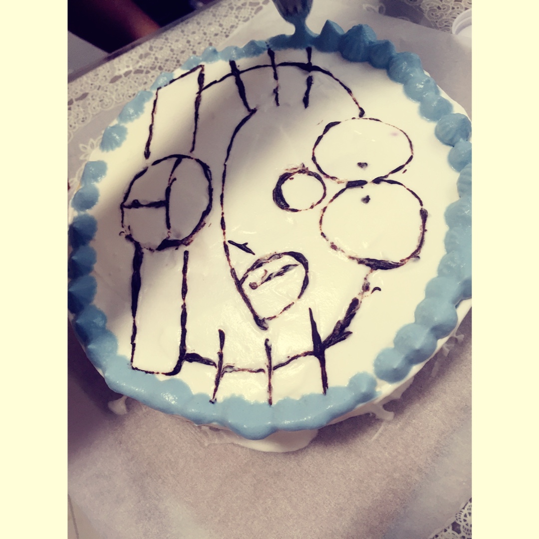 哆啦A梦蓝胖子卡通裱花蛋糕