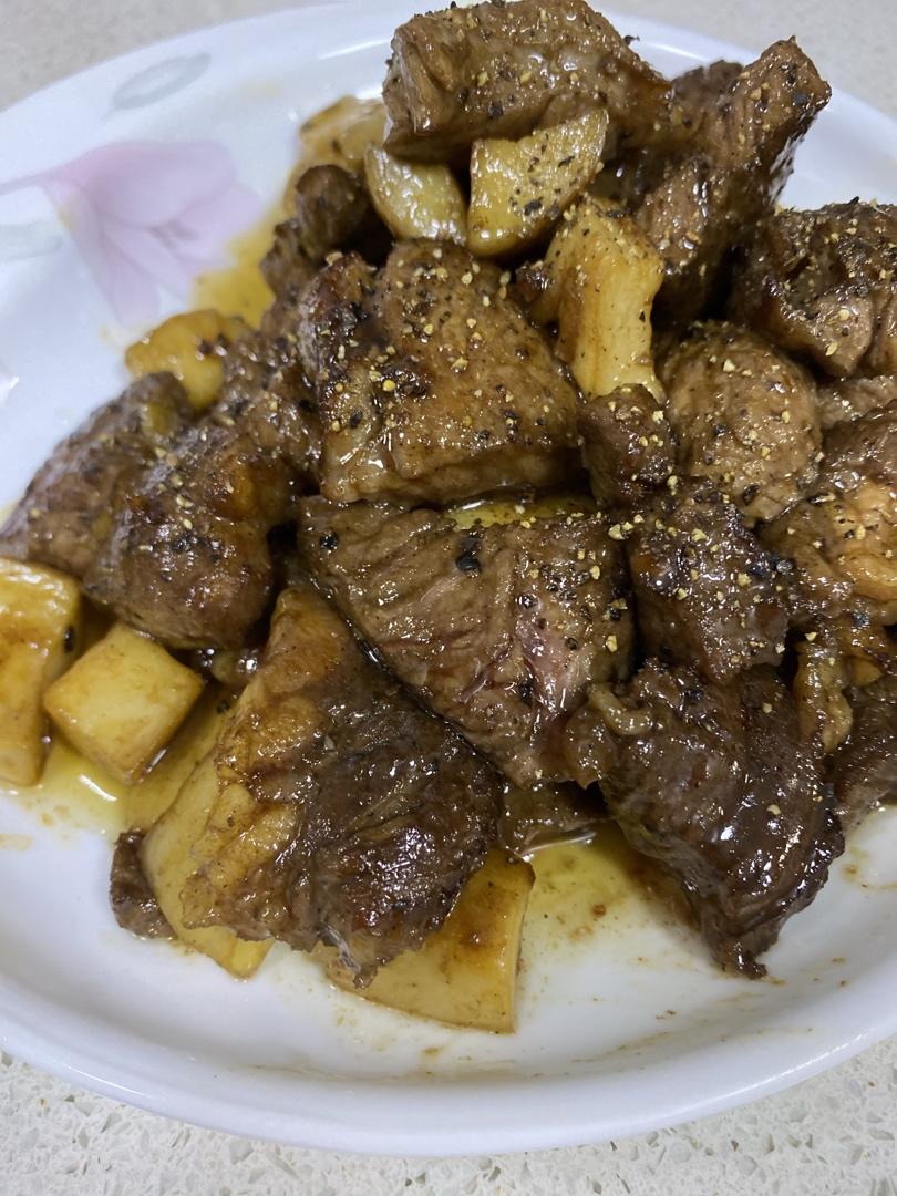 黑胡椒杏鲍菇牛肉粒
