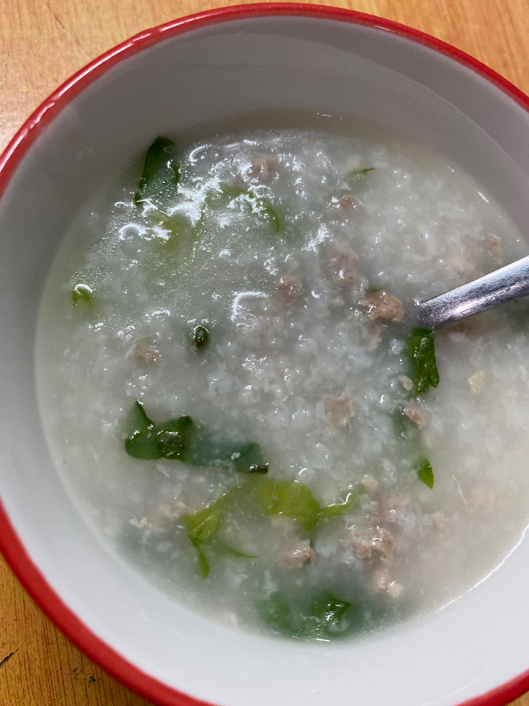 生菜肉末粥