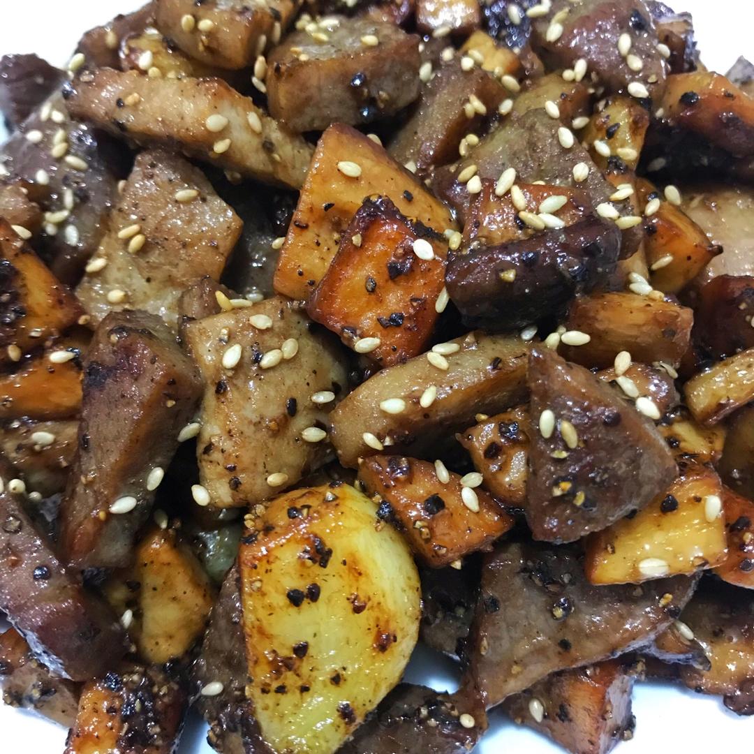 黑胡椒杏鲍菇牛肉粒