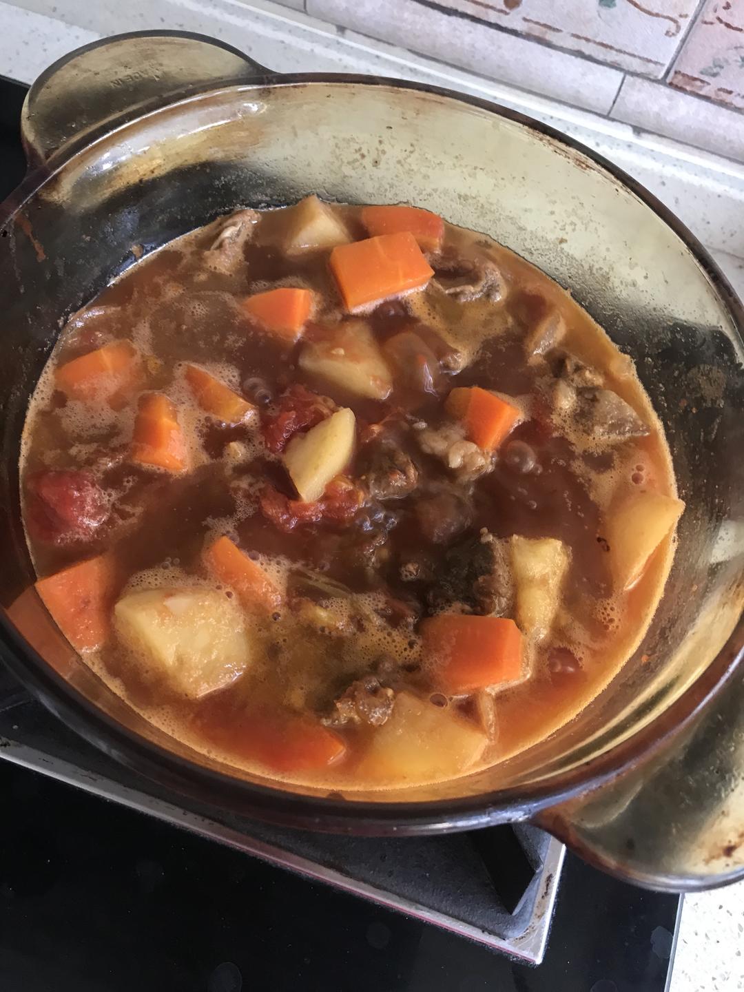 番茄胡萝卜土豆炖牛肋骨