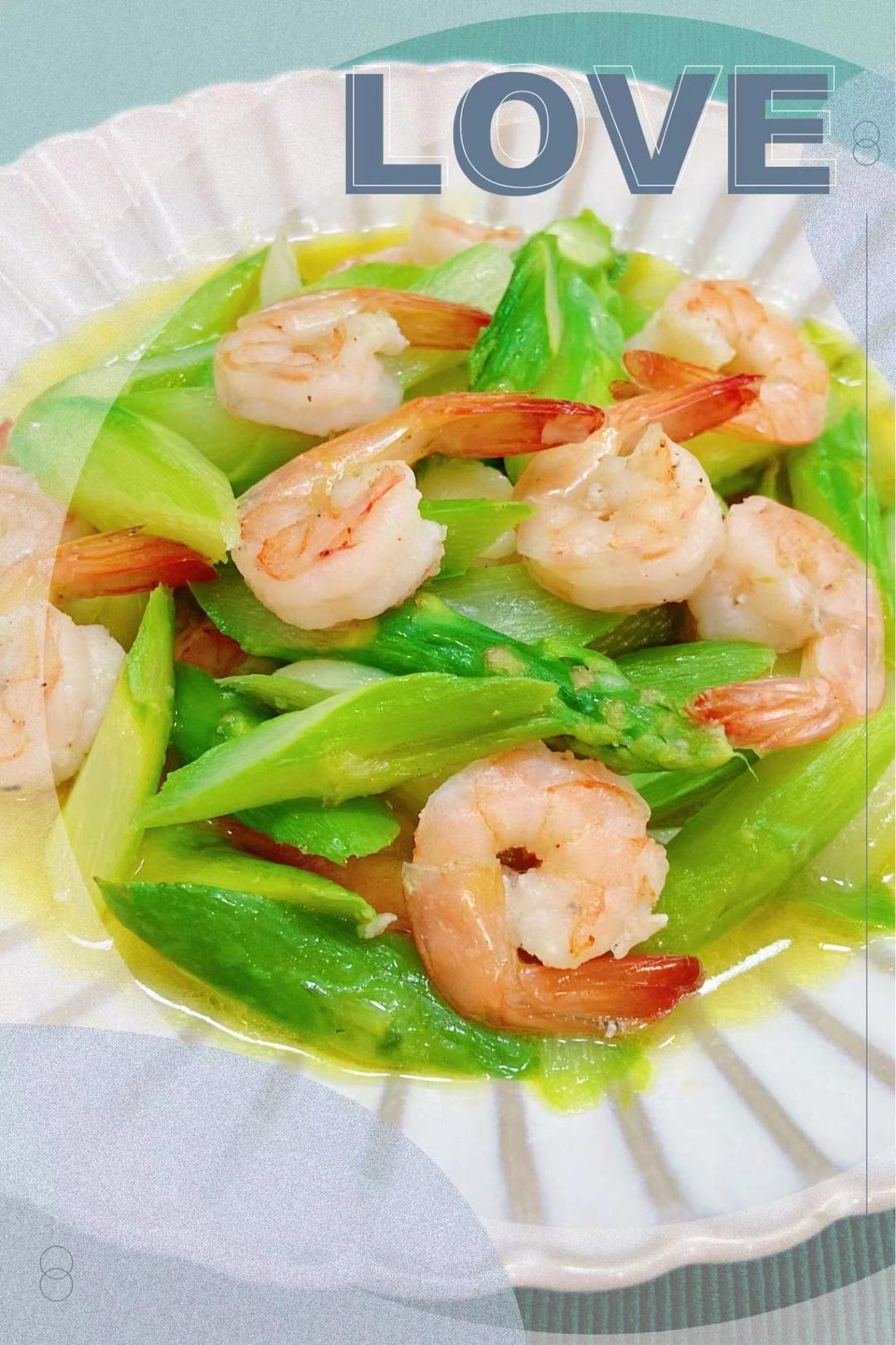 鸡头米芦笋溜虾仁【江南时令美食】