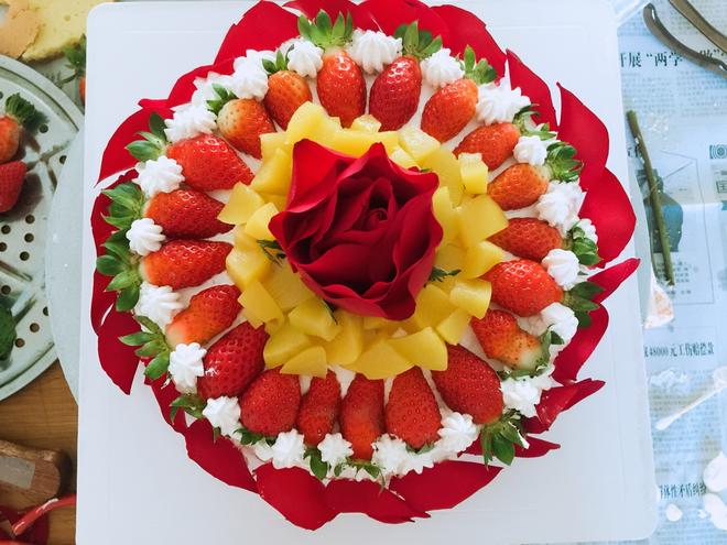 玫瑰水果蛋糕的做法