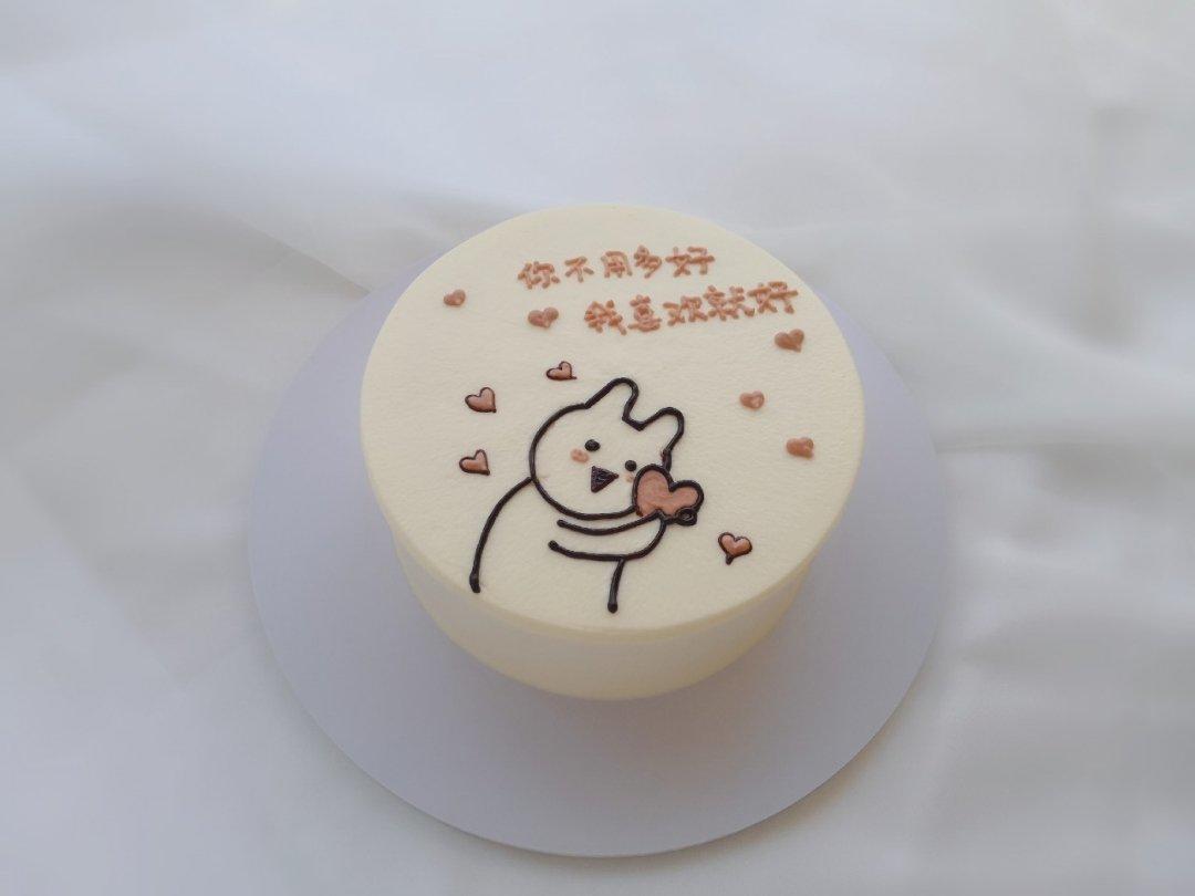 韩式简约奶油霜手绘蛋糕