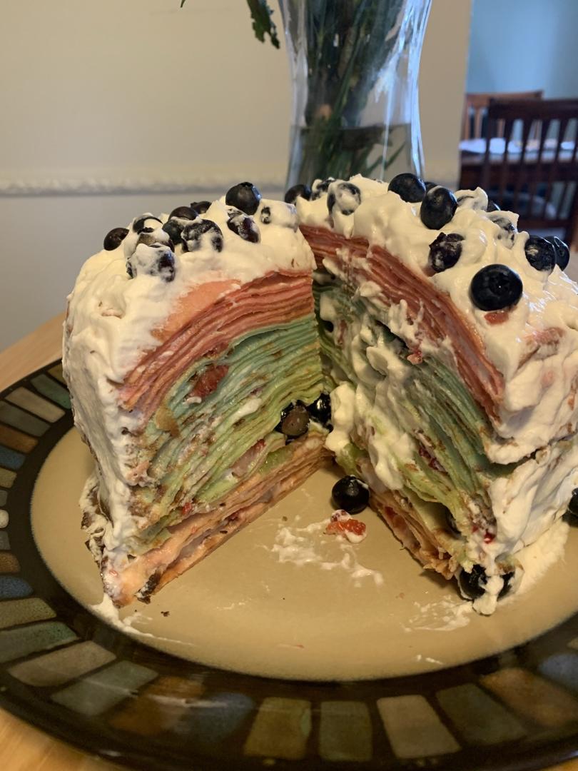 彩虹千层蛋糕 彩虹可丽饼(Mille Crepe Cake)