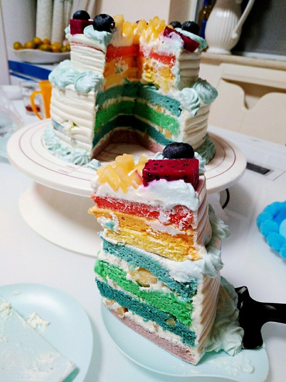 豌豆君121做的彩虹蛋糕胚