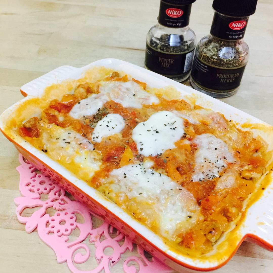 鸡肉拉丝千层面 Four Cheeses Chicken Lasagna的做法 步骤13