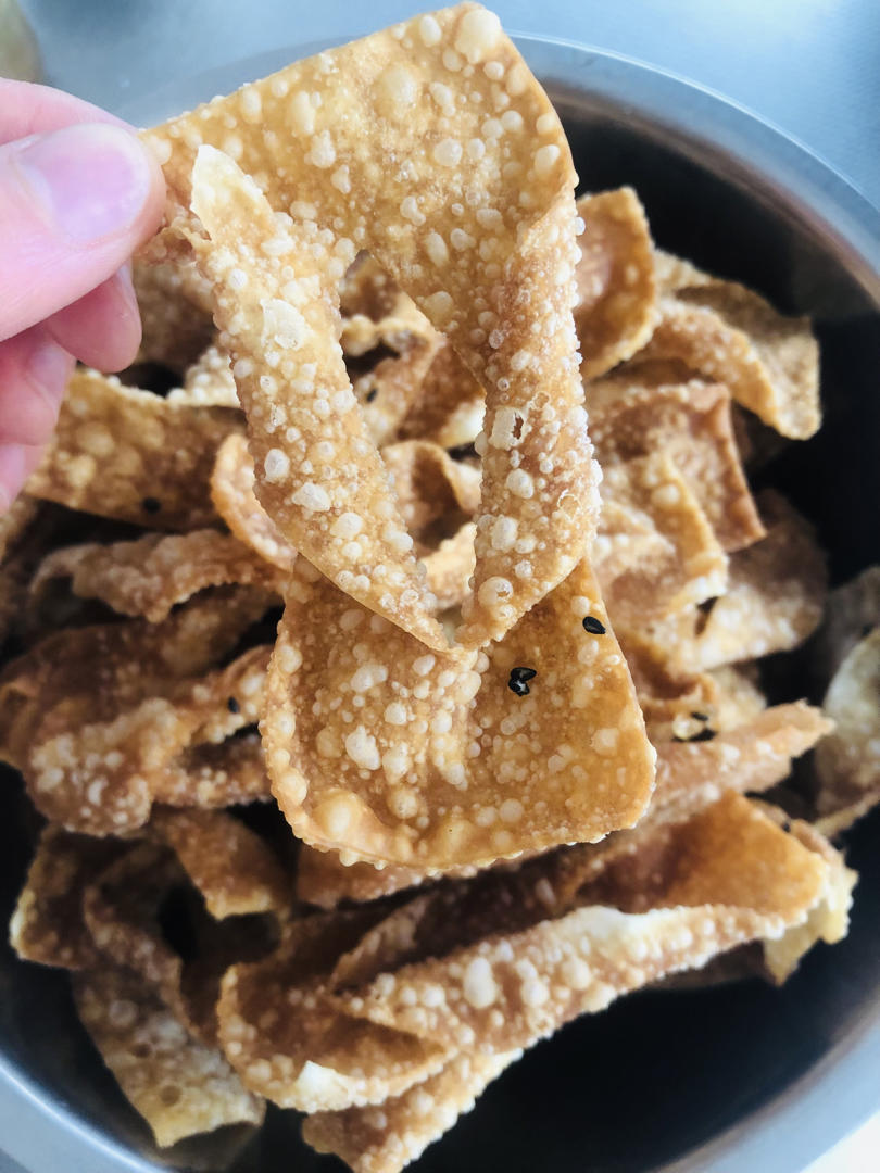 超简单炸排叉---馄饨皮版