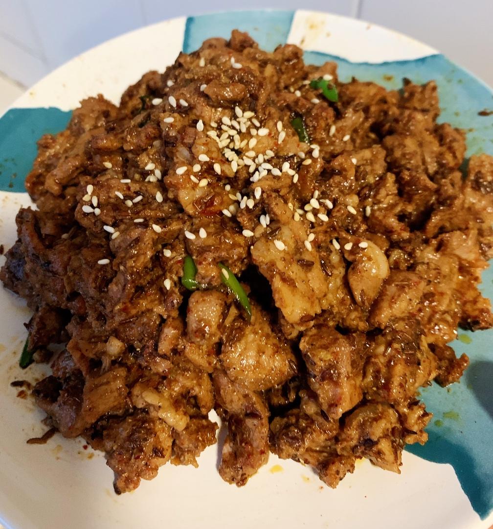 chai柴做的吃不到膻味的比烧烤更好吃的孜然羊肉