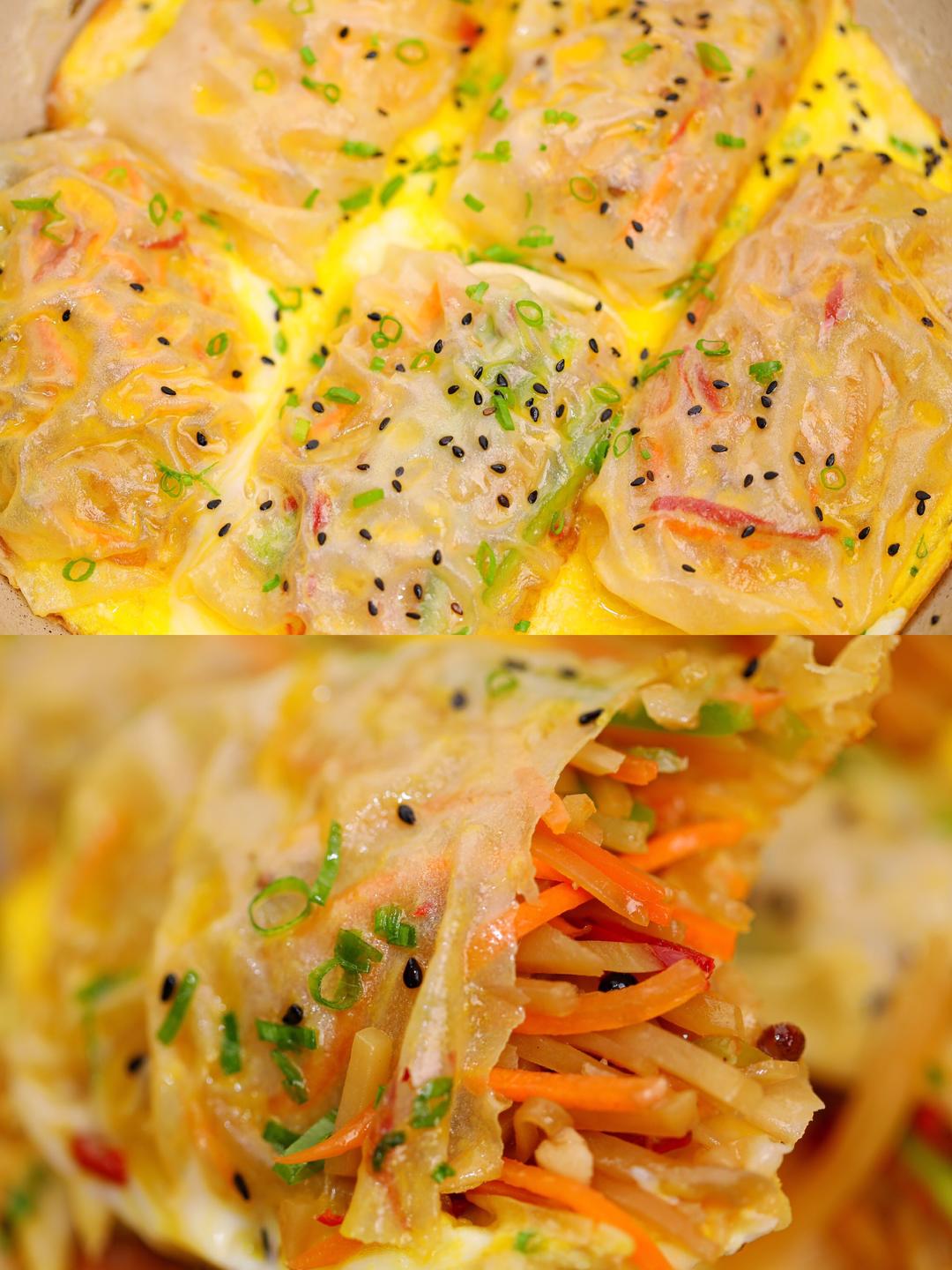 不揉面不活面做秘制薄到透明早餐饼！爆好吃的做法