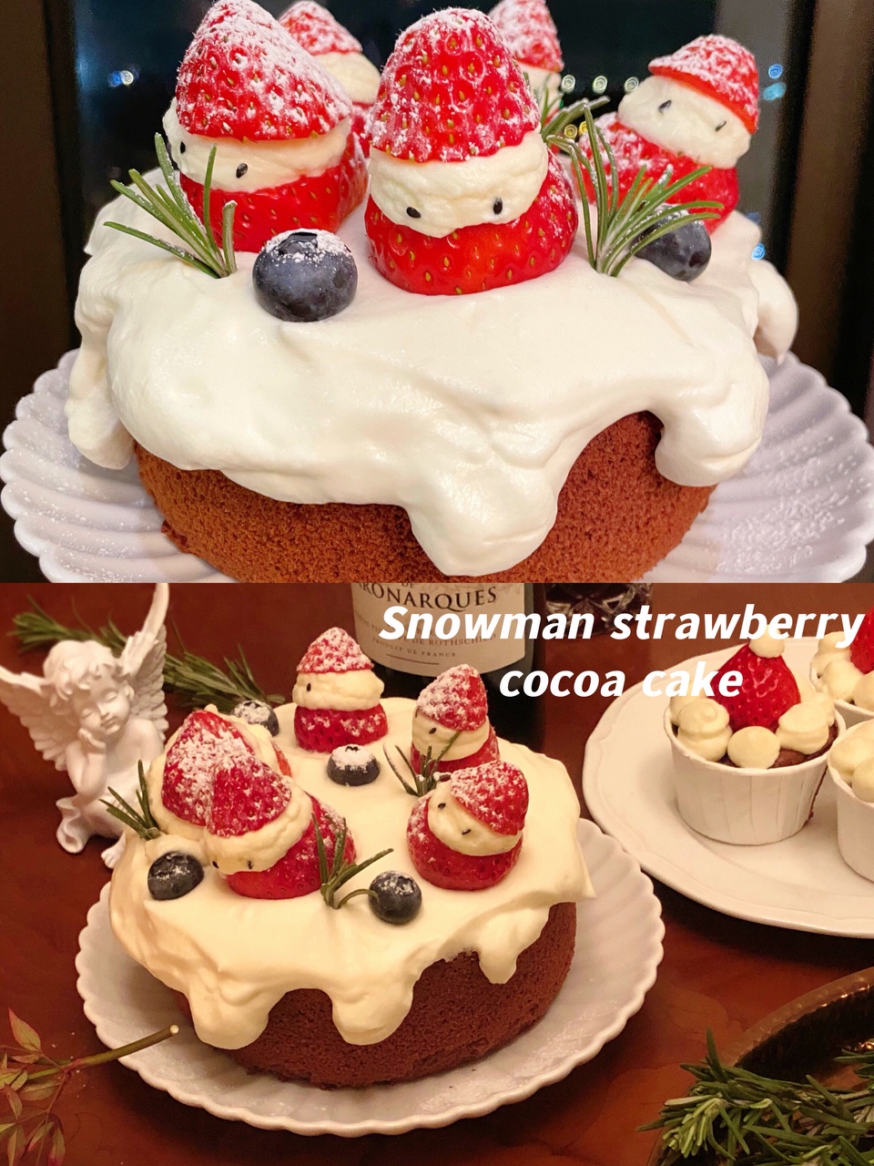高颜值免抹面|圣诞雪人草莓可可蛋糕的做法
