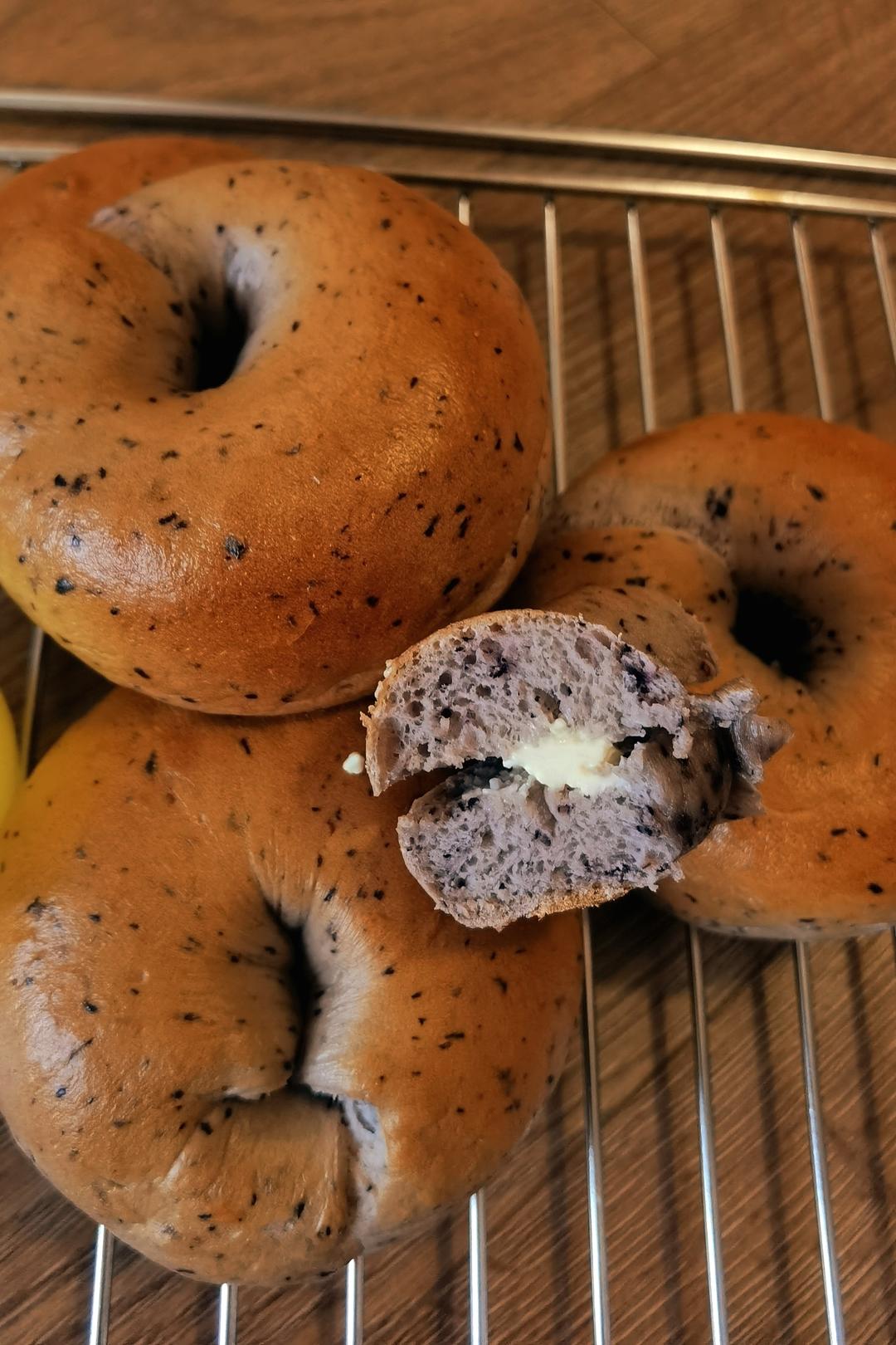新手get🫐蓝莓贝果🥯超级简单、消耗冷冻蓝莓