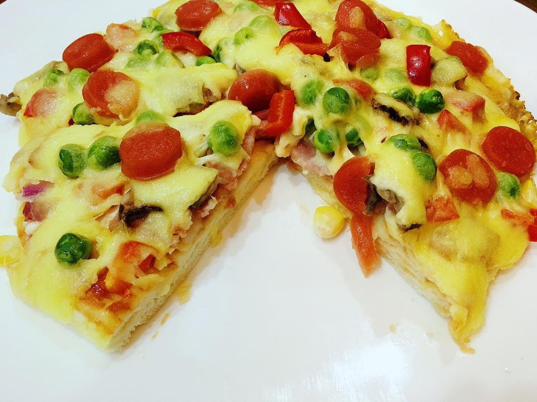 手机用户3185_qetr做的8寸披萨底——培根蘑菇披萨