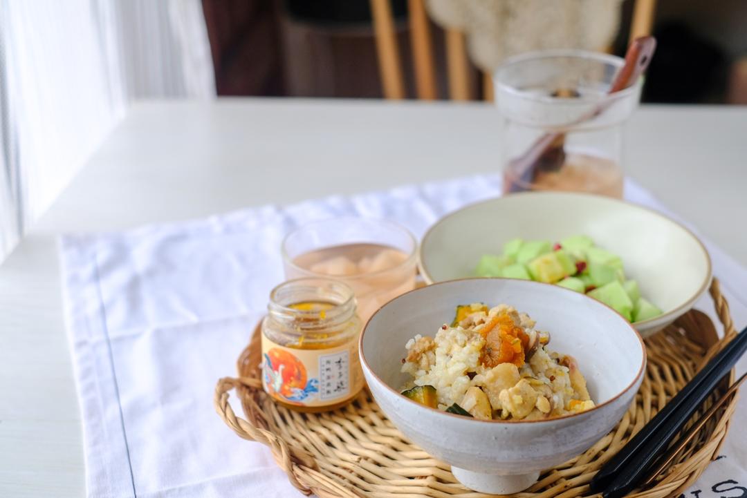 南瓜鸡腿焖饭＋桃桃糖水【北鼎蒸炖锅】