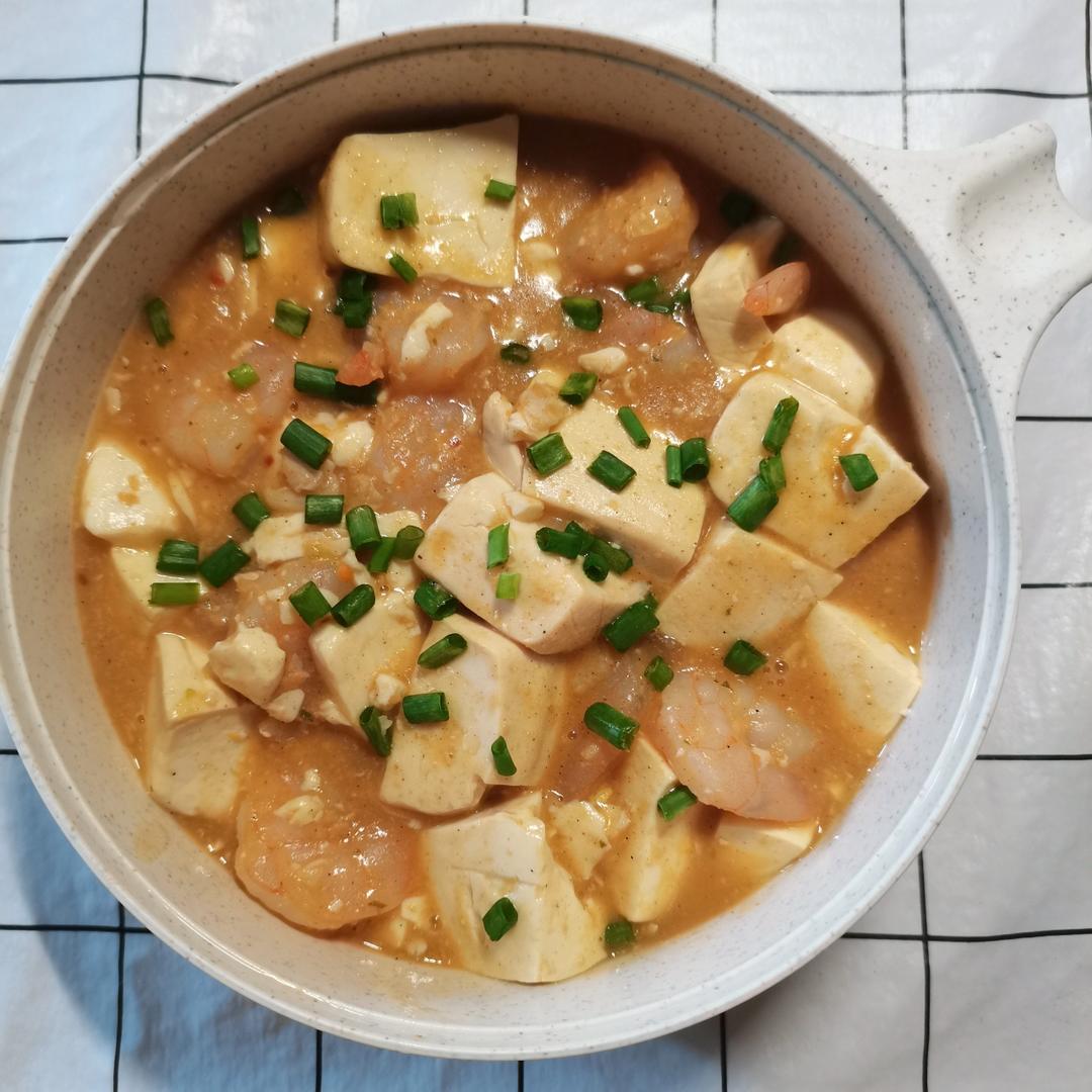 家常虾仁蟹黄豆腐（咸蛋黄版）