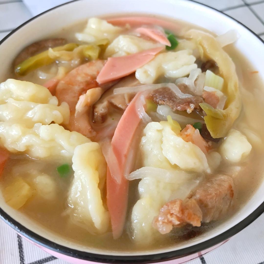 简单好吃的麦虾面（面疙瘩）