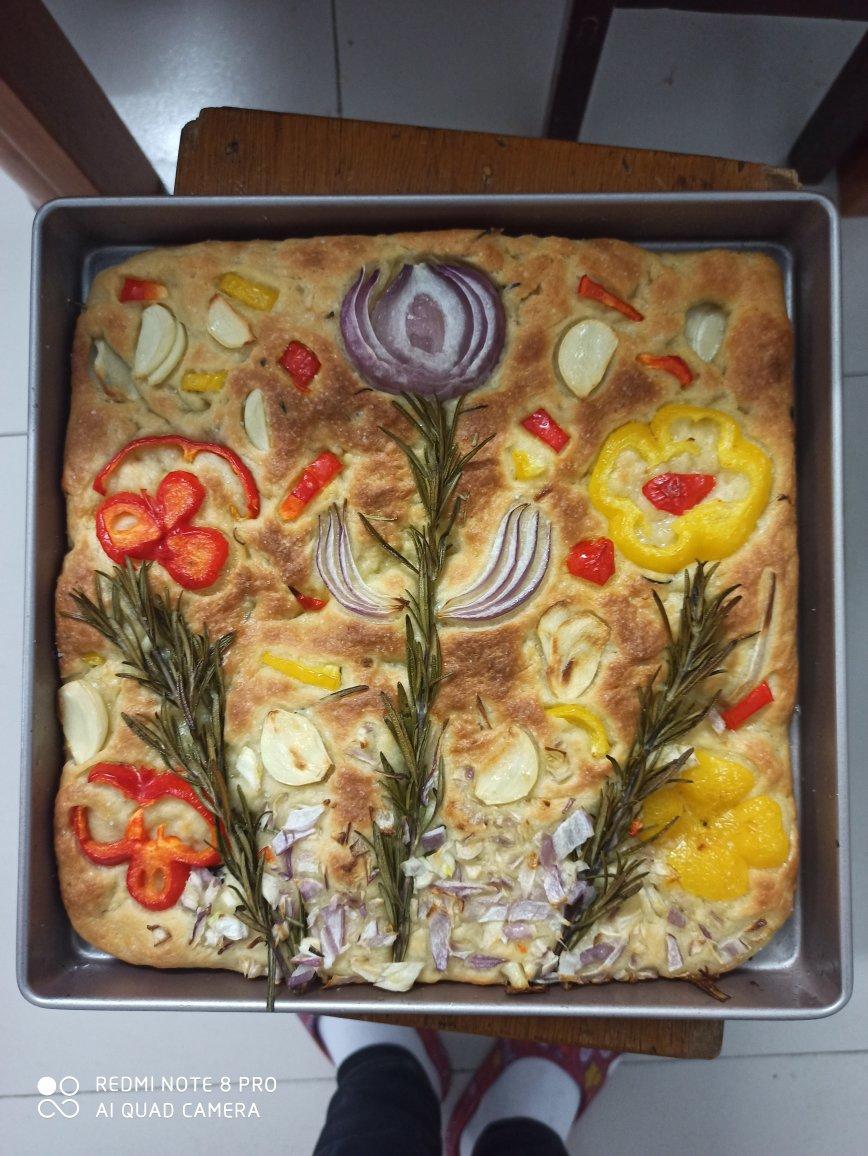 油画一般的意大利Focaccia佛卡夏面包