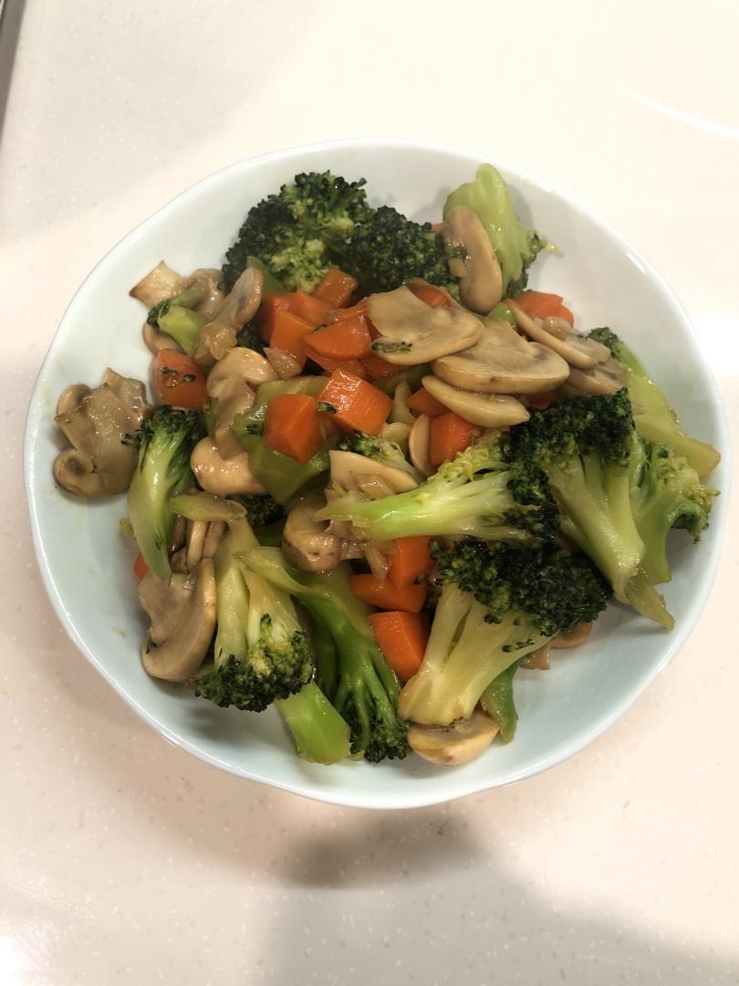 健康低脂家常菜—西兰花炒口蘑