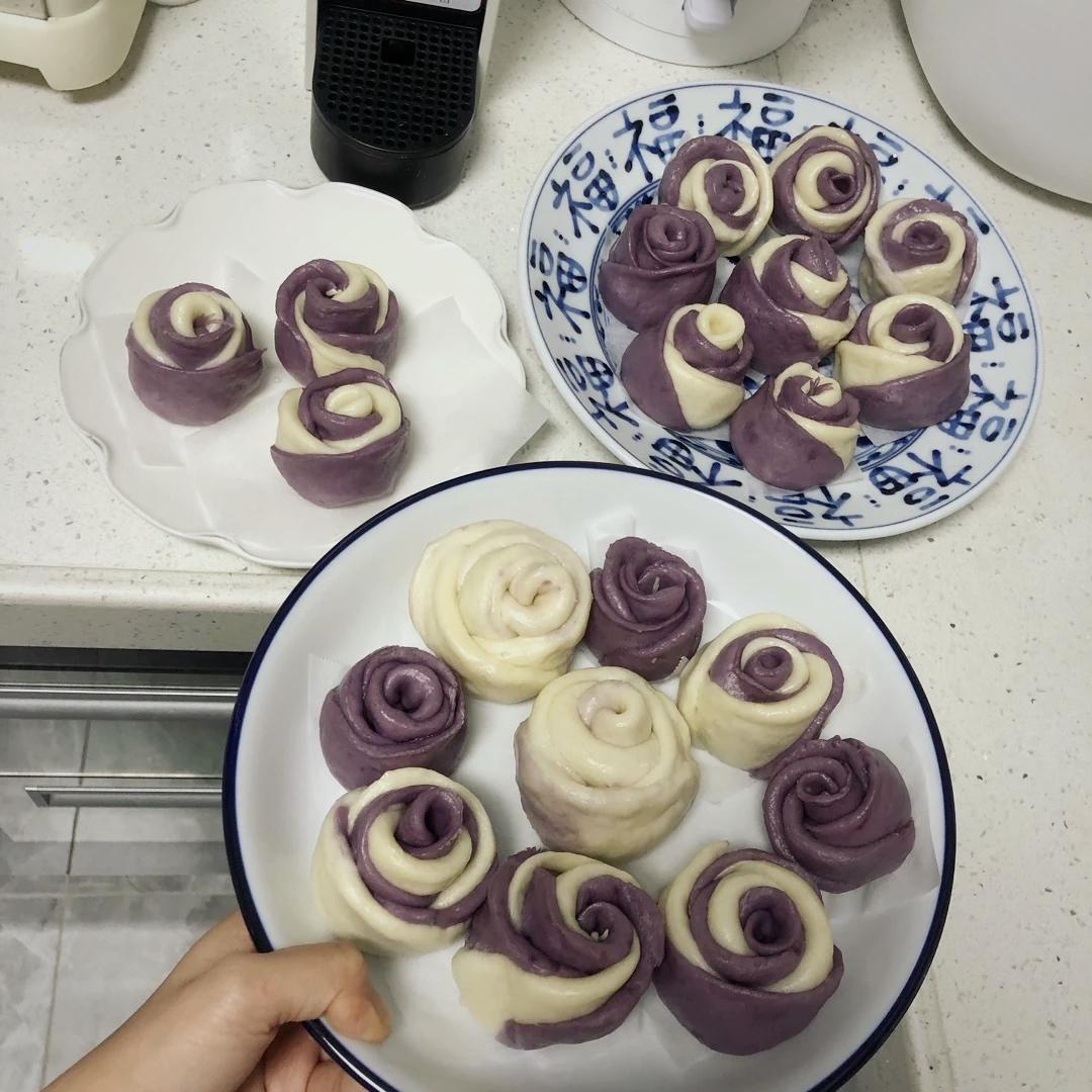 紫薯玫瑰花馒头